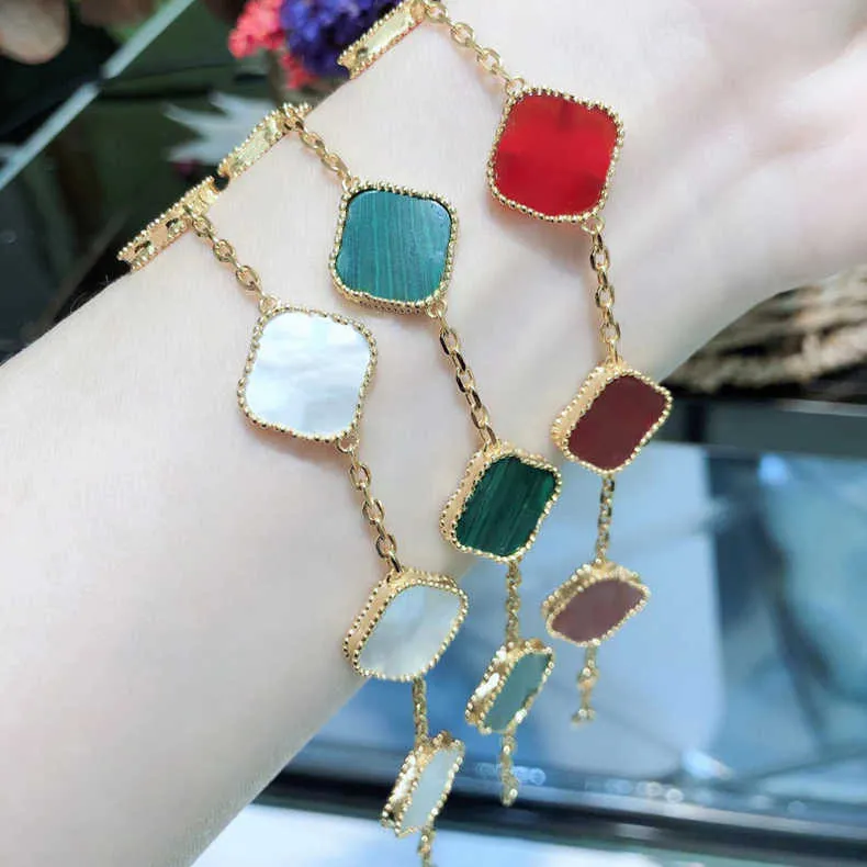 Van Clover Bracelet Designer Jewelry Four Leaf Bracelets Gold Sier Plate Agate Diamond Fashion Van Love Charm Chain for Women Wedding Gift