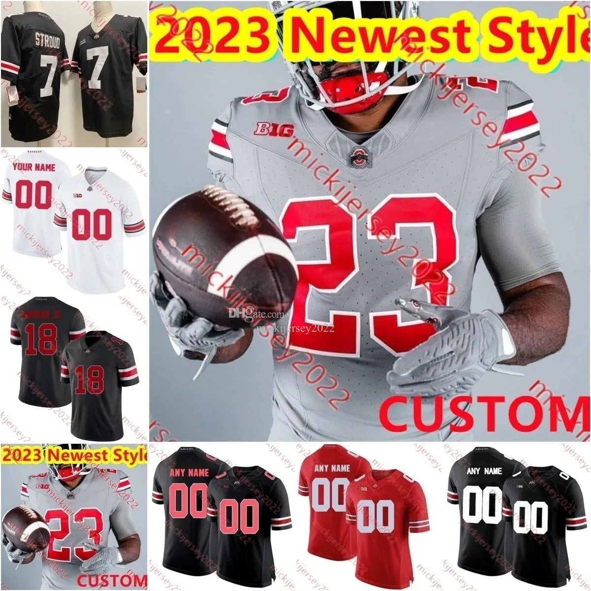 Jermaine Mathews Brandon Inniss 2023 Neueste Ohio State Buckeyes Fußballtrikots Brenten Jones Held Kanu Colin Kaufmann Cameron Kittle Jackson Kuwatch Trikot