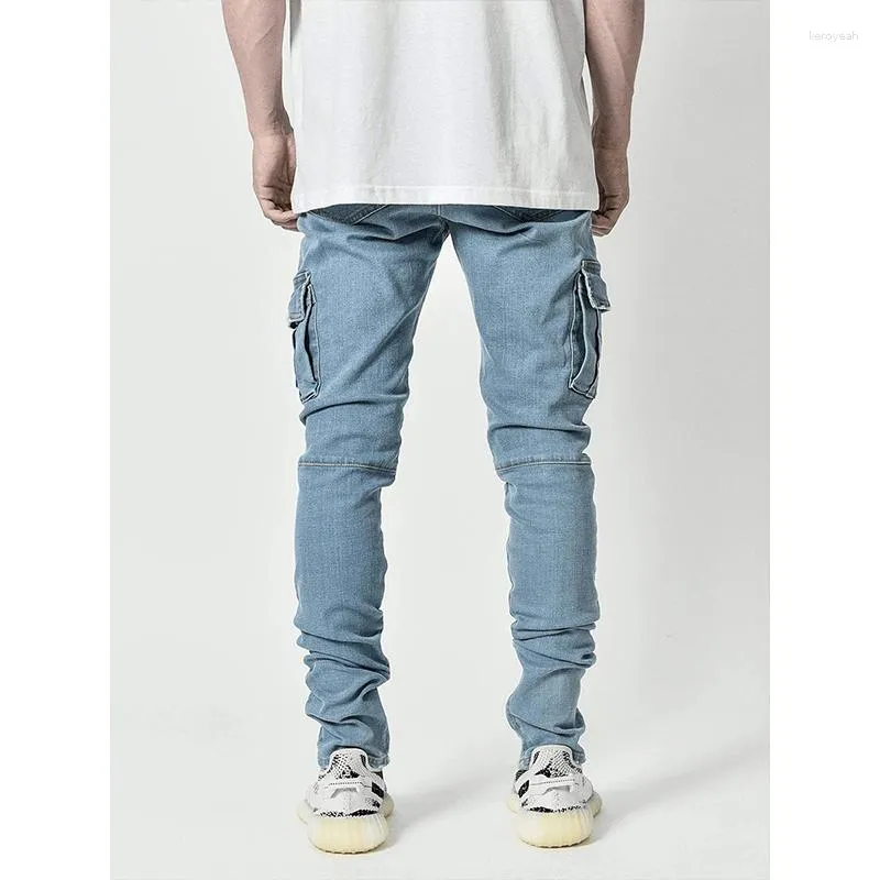 Jeans pour hommes Pantalons en denim de coton décontractés pour hommes Multi Pocket Cargo Mid Waist Plus Size Fahsion Hip Hop