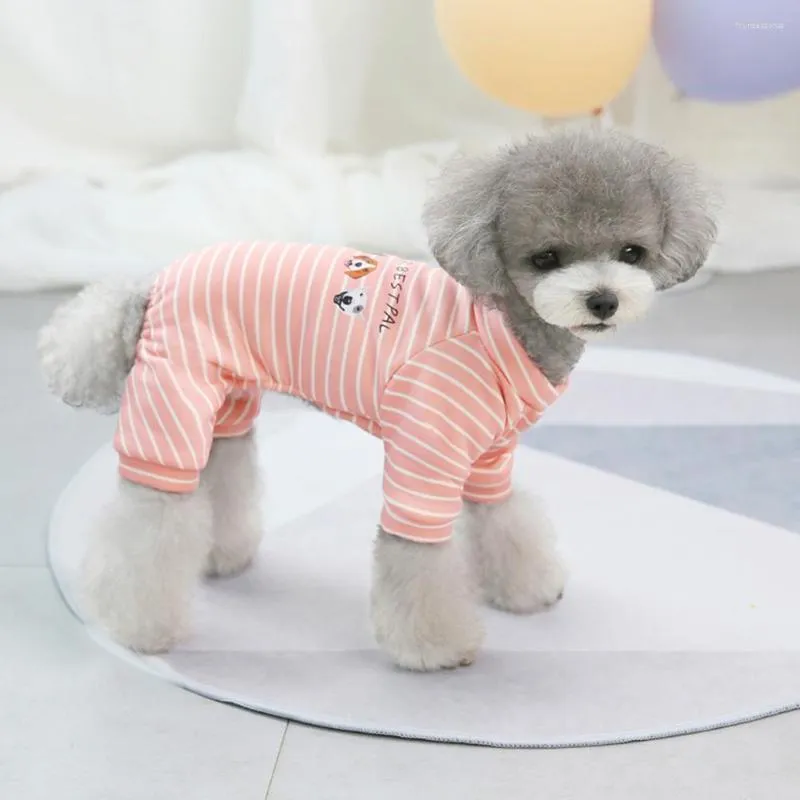 Abbigliamento per cani Felpa per animali domestici Stampa a righe Mantieni il calore Adorabili tute addensate Outfit Tute autunnali per cani