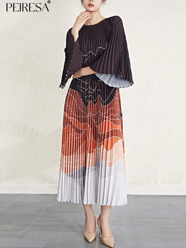 open lace back dress Gradient Print Sleeveless Backless Belted Vacation Long Halter Pleated Maxi Slip Summer Dresses(Purplish BLUE/M)