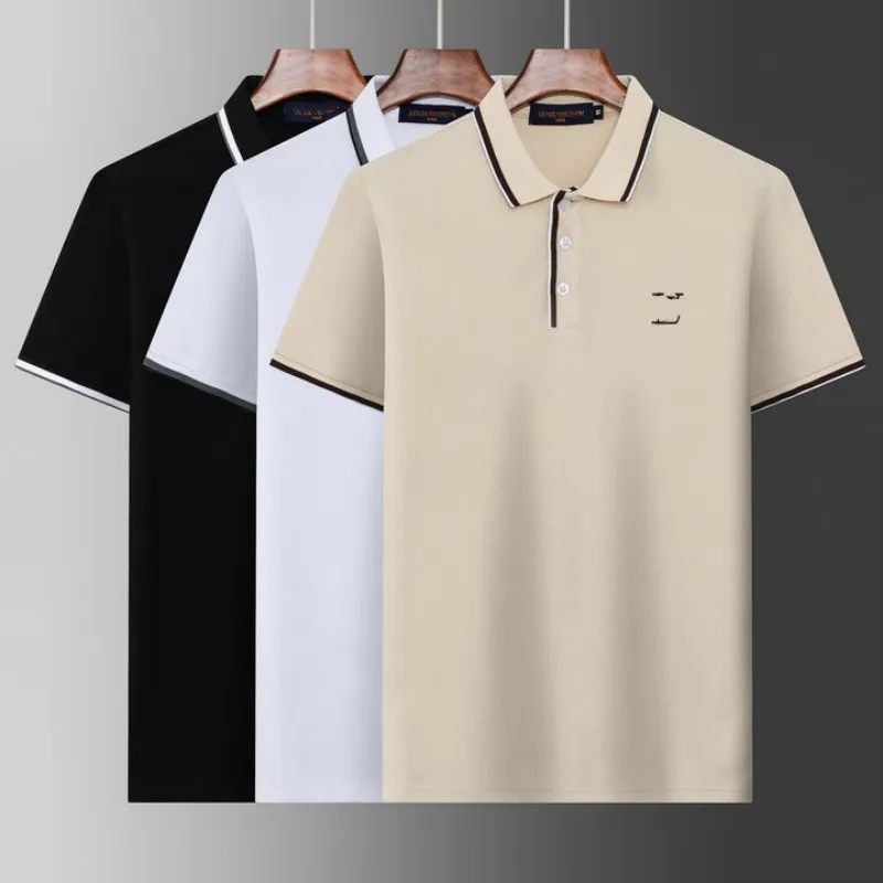 T shirt roupas masculinas desinger algodão lapela camisas de manga curta homens de negócios camiseta com letras impressas camisas versão europeia casual fit roupas masculinas camisa polo M 3XL