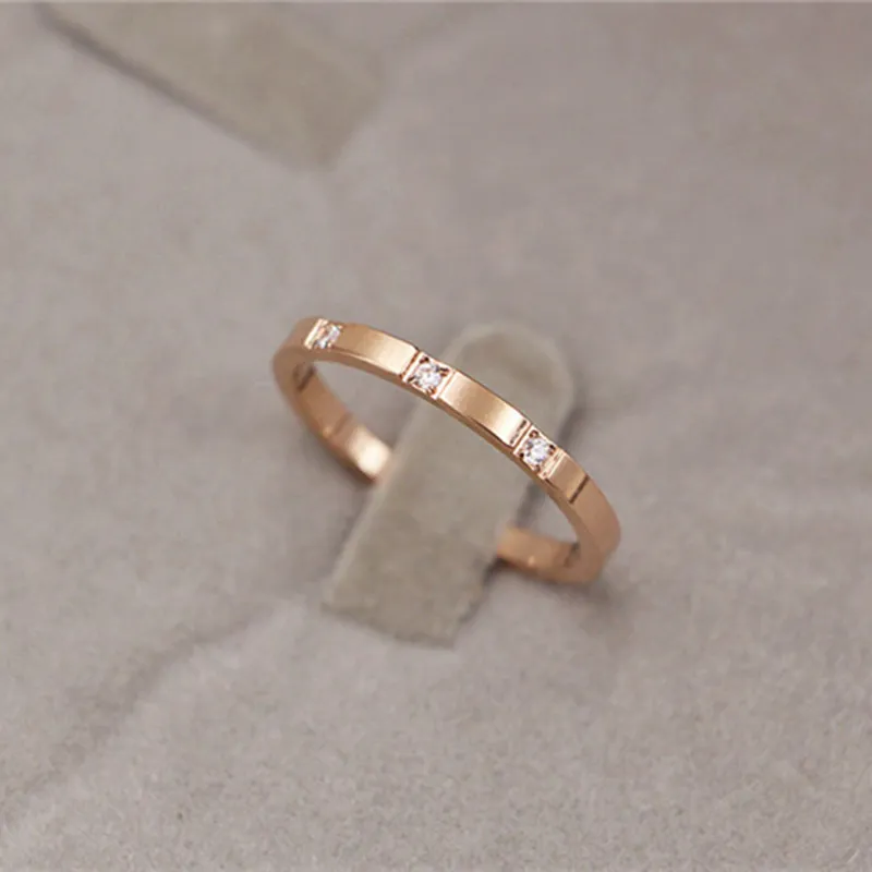 Titanium Steel Small Cubic Zirconia Wedding Ring for Woman Rose Gold Color Crystal Wedding Jewelry KK009