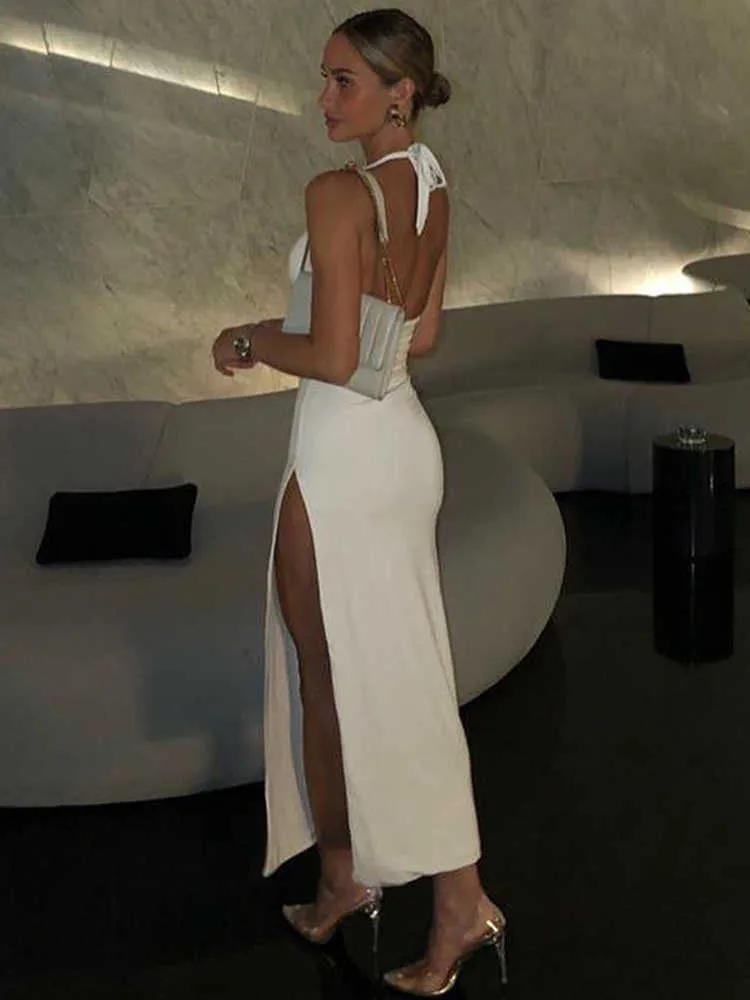 white backless bodycon dress Women's Dresses Annabel Bodycon Maxi Dress White XL by Selfie Leslie Clearance main image 0