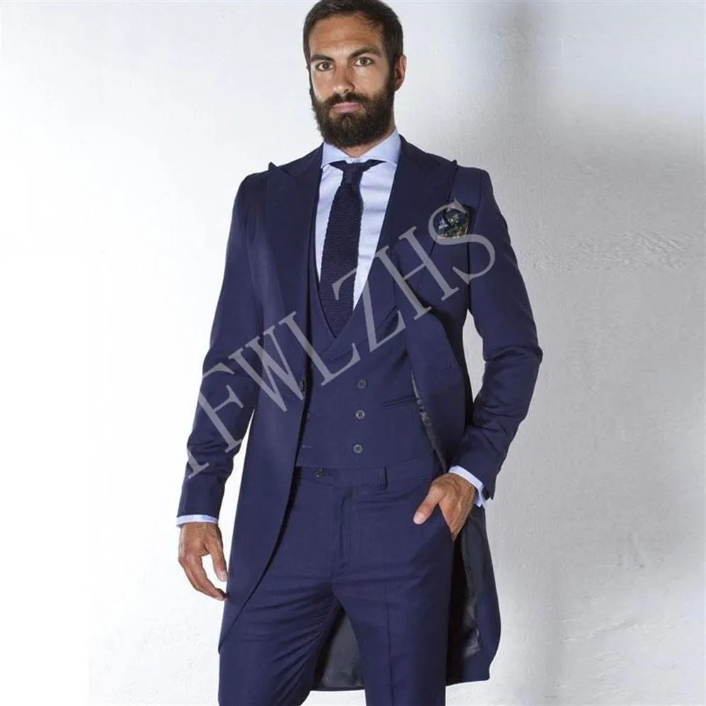 Maatwerk Piek Revers Bruidsjonkers Een Knop Bruidegom Tuxedos Mannen Pakken Bruiloft Prom Diner Man BlazerJacket Broek Stropdas vest W11295A