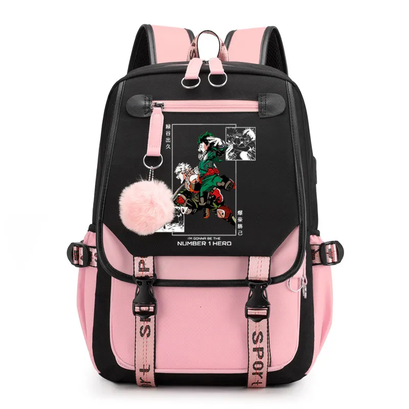 Borse da scuola Anime My Hero Academia Zaini Zaini per laptop impermeabili Manga Deku Print Girls Travel Bookbag SchoolBag Mochila 230721