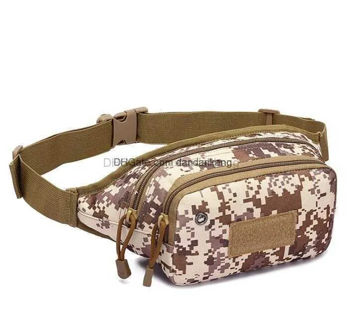 Marsupio da corsa Sport all'aria aperta Marsupi da jogging Ciclismo Escursionismo Cuffie Hole Chest Pack impermeabile oxford Tactical Army Camouflage Camping Shoulder Packs