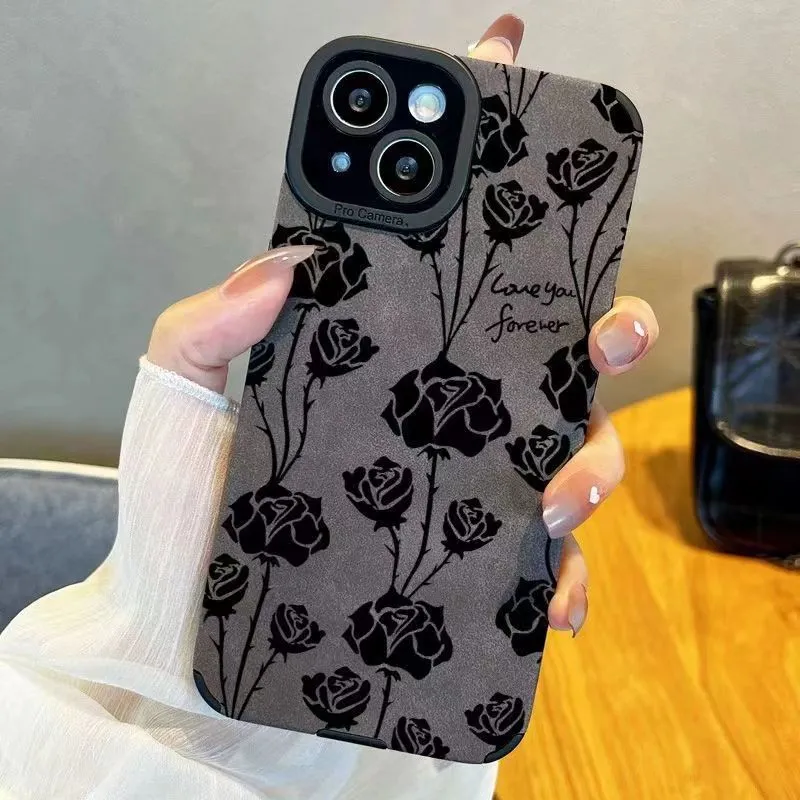 Designer Classic Rose Blossom Simple Phone Case 14 13 pro max 11 12 12Pro 14plus 7 8 plus x xs xr Luxury Top étui en silicone