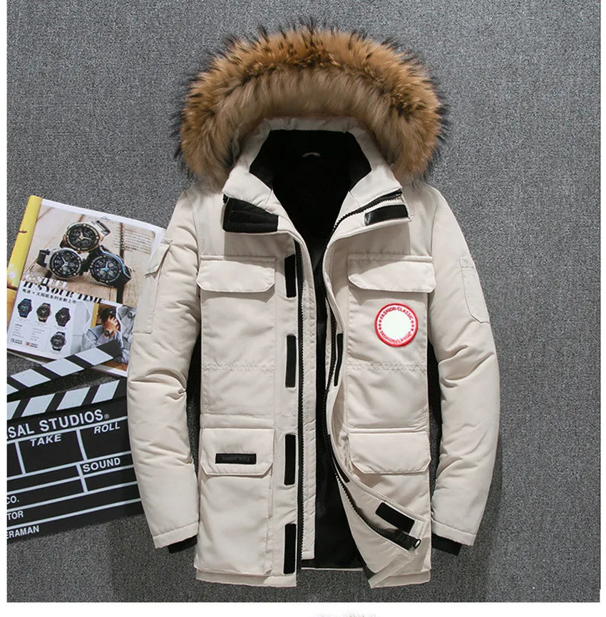 Canadian Wolf Fur Collar Goose Down Jacket Warm Winter Mens Puffer Coat For  Men And Women With Hooded Design From Chen9410, $151.15