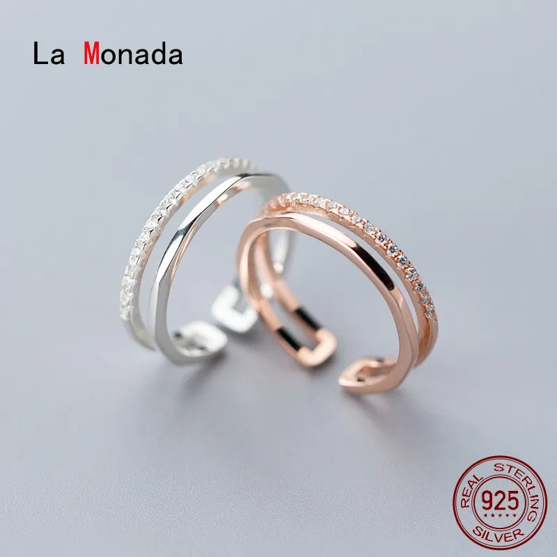 La Monada 50-57 мм двойной слой 925 серебряные кольца стерлингов для женщин Красивая свадьба Женщины Кольцо.