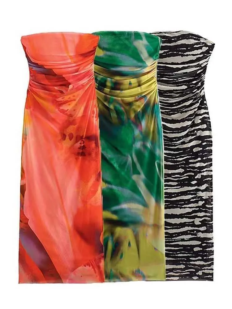 Мода Summer Women Print Frap Midi платье мод без рукавов без рукавов.