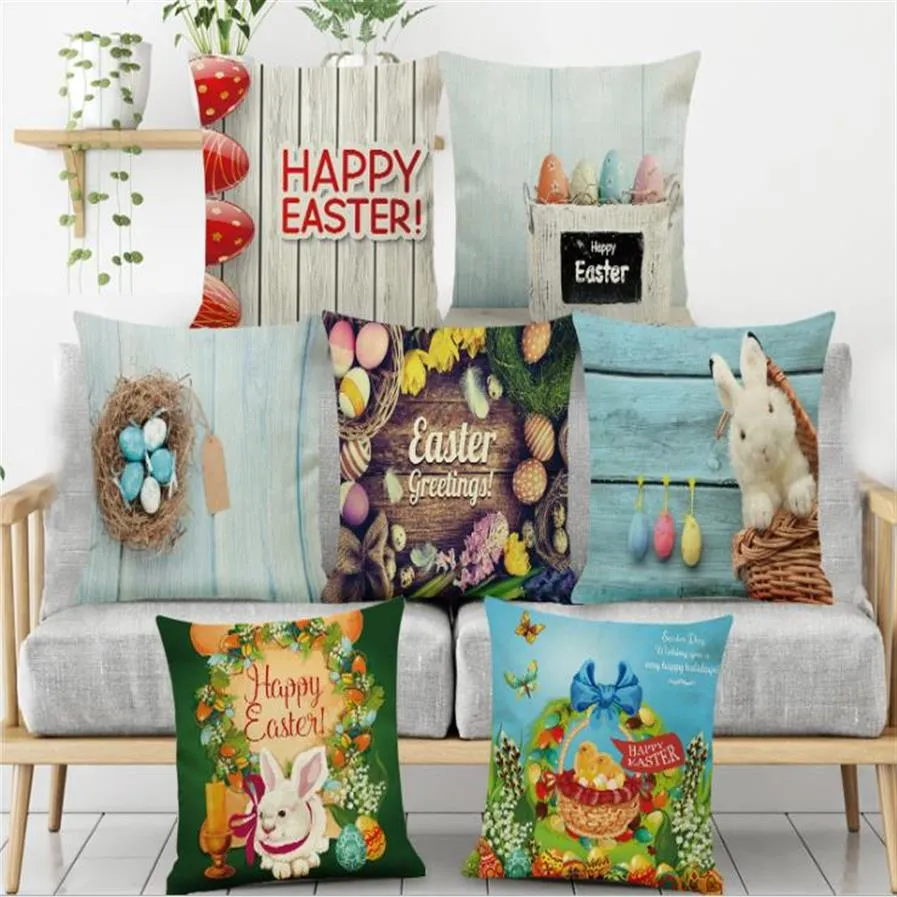 Easter special series of linen digital printing small fresh cartoon pillow cushion cushion cover without core inner cushion filler271C