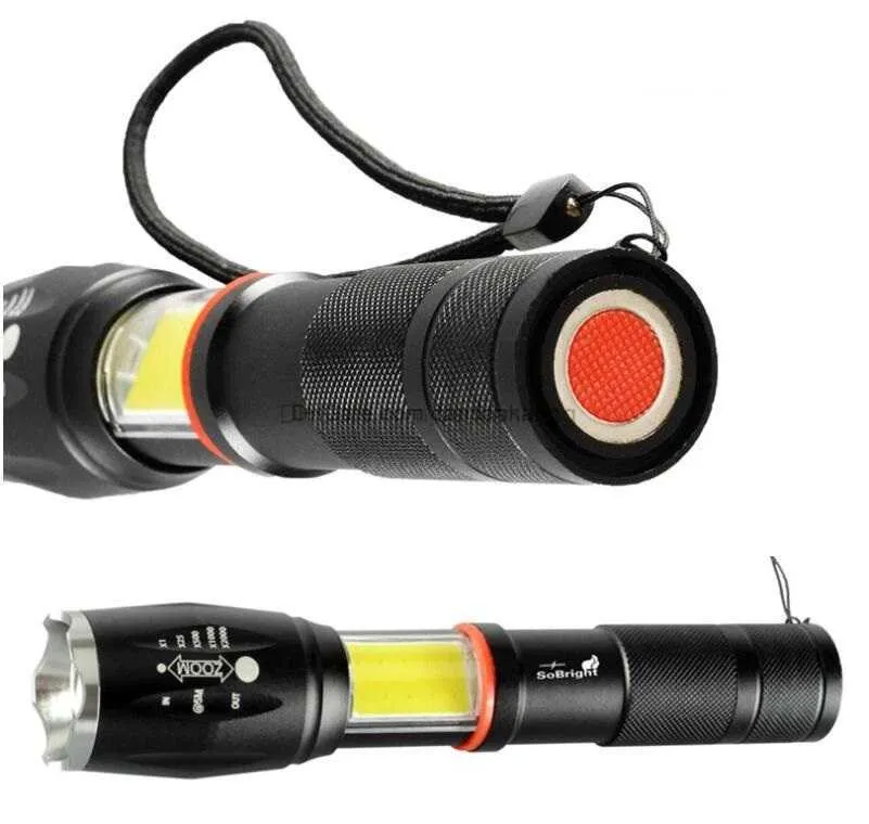 fashion COB t6 glare flashlight outdoor camping hunting fishing riding torch emergency lighting flashlights led warming blacklight lamp