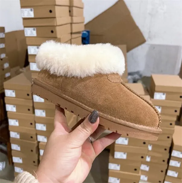 Snowboots Designer Vrouwen Tazz Platform Boot Dikke Bodem Suède Wollen Schoenen Vrouwen Mode Winter Warm Bont Enkellaarsjes