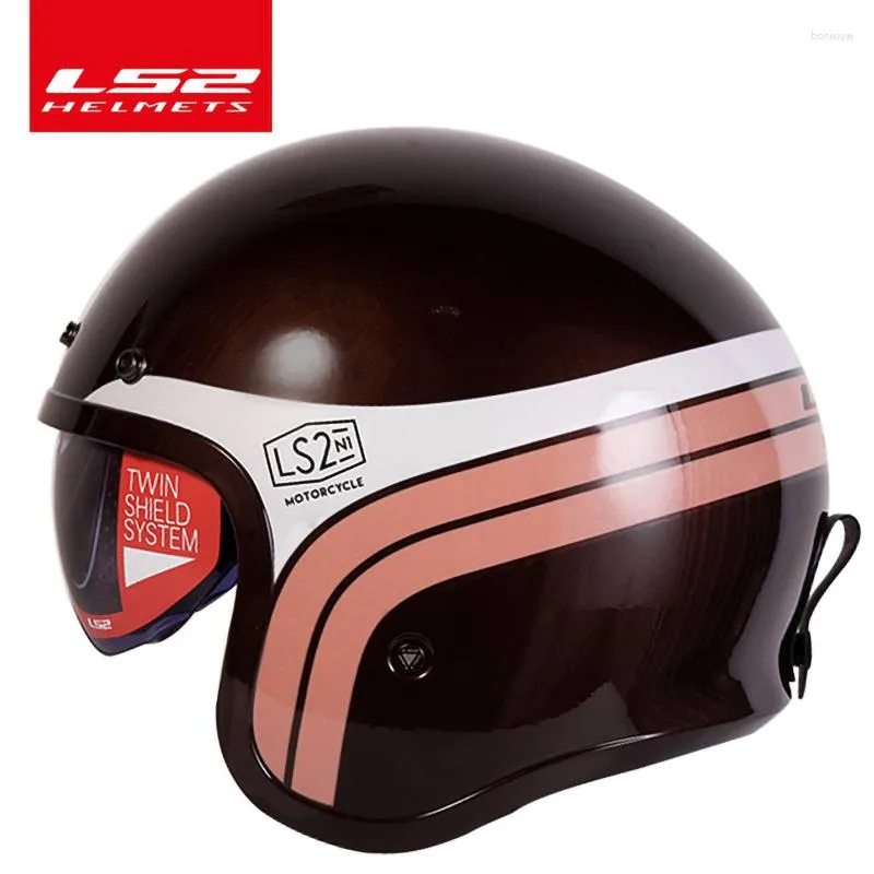 Motorcycle Helmets Original LS2 Helmet Retro Electric Locomotive For Men And Women Half Cover Four Seasons Pedal OF599