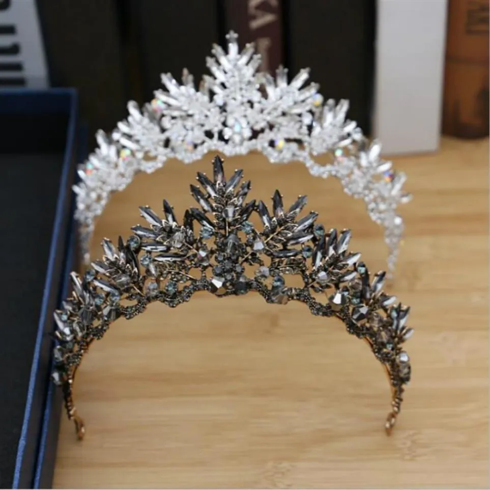 Cheap Shiny Party Tiara Clear Crystals King Queen Crown Wedding Corone da sposa Costume Art Deco Princess Performance Diademi Head Pi206z