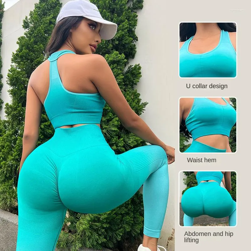 Active Sets Sport Set Women Yoga Work Out Clothes Hanging Dye High Waist Hip Lift Abdominal Contraction Breathable Lightweight Fitness