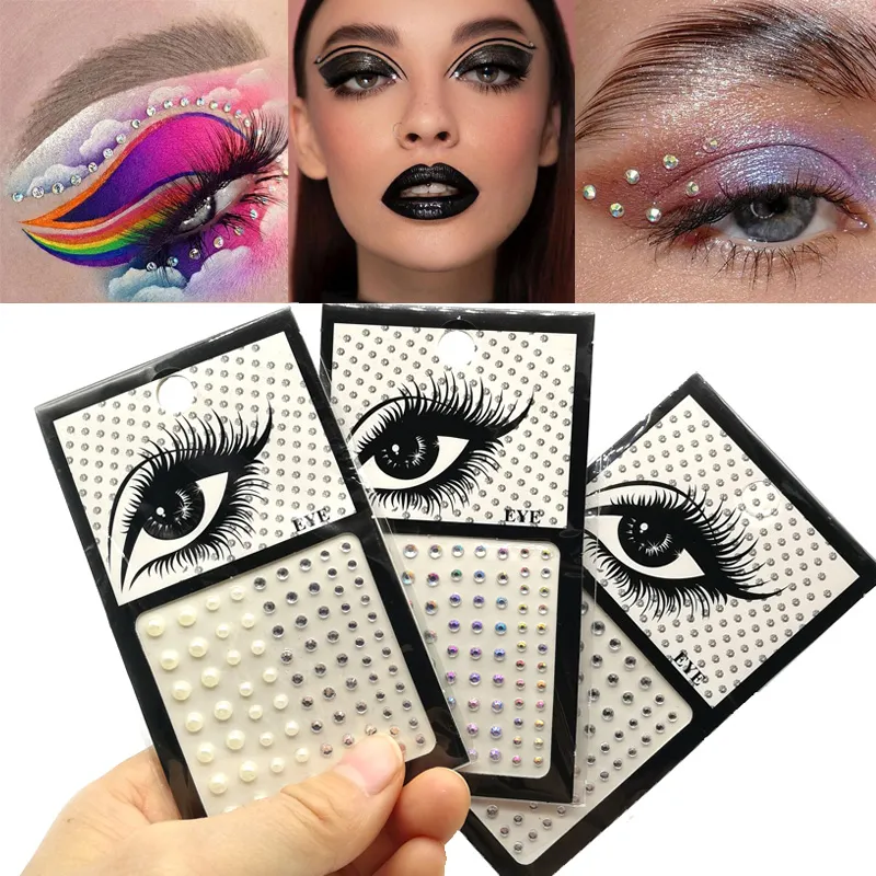 1 st Rhinestone Art Eyeliner Stickers Body 3D Crystal Glittering Eyebrow Makeup Face Eyes Diamond Temporary Tattoo Festival Party