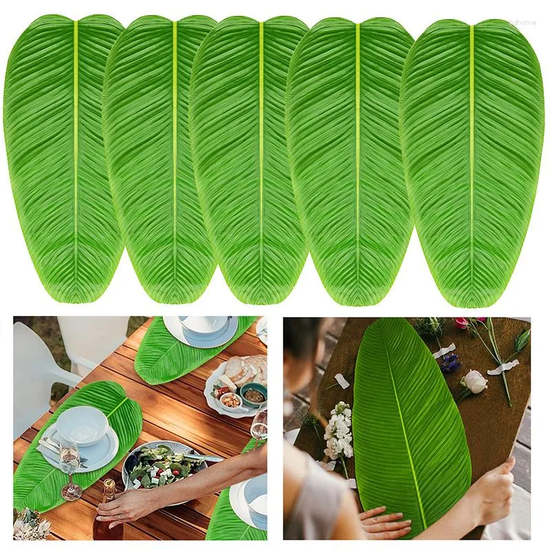 Decorative Flowers Artificial Banana Leaves Table Decoration Waterproof Palm Tree Faux Lotus Leaf Hawaiian Party Home Runner Place Mat