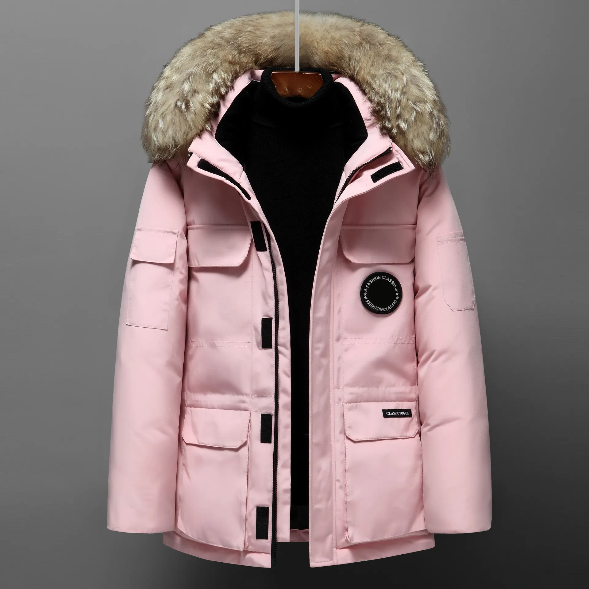 Puffer Kanada Kurtki męskie projektant Real Coyote Fur Outdoor Wyndham Windbreaker Jassen Ourowearu Zapowoczew Fourrure Manteau Down Curt Hiver Parkha Doudoune