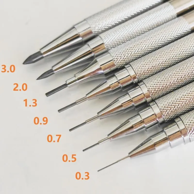 0,3 0,5 0,7 0,9 1,3 2,0 3,0 mm ołówek mechaniczny Pełny metalowy rysunek Malowanie Automatyczne z Leads Office School Dostawa