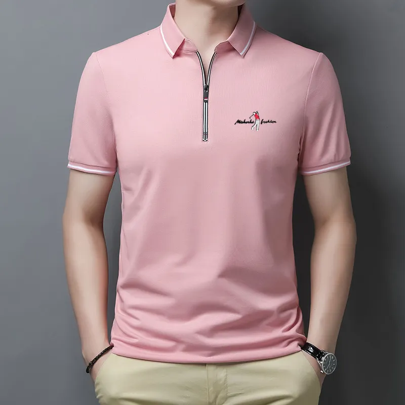 Men's Polos Golf Polo Shirts For Men Summer Short Sleeve Zipper Lapel Tops Casual Slim Trend Good Quality Tees Hommes Clothing 230721