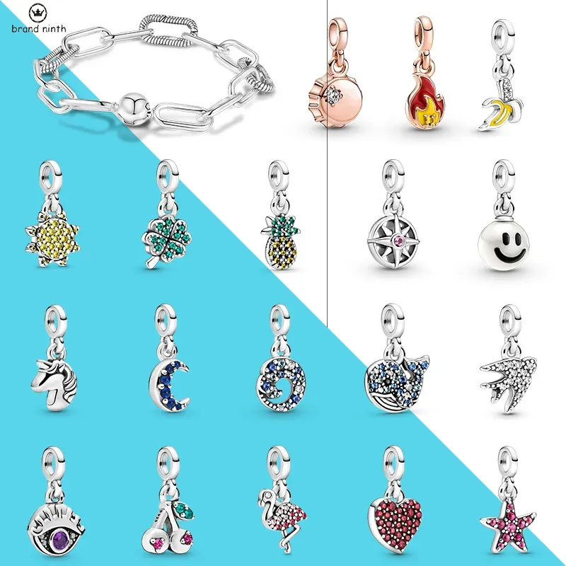 925 Silver Fit Pandora Charm 925 Bracelet Bracelet Pendation Charms Pinfish Pineapple Moon Flamingo Charms Установка 925 Серебро для украшений Pandora Charms