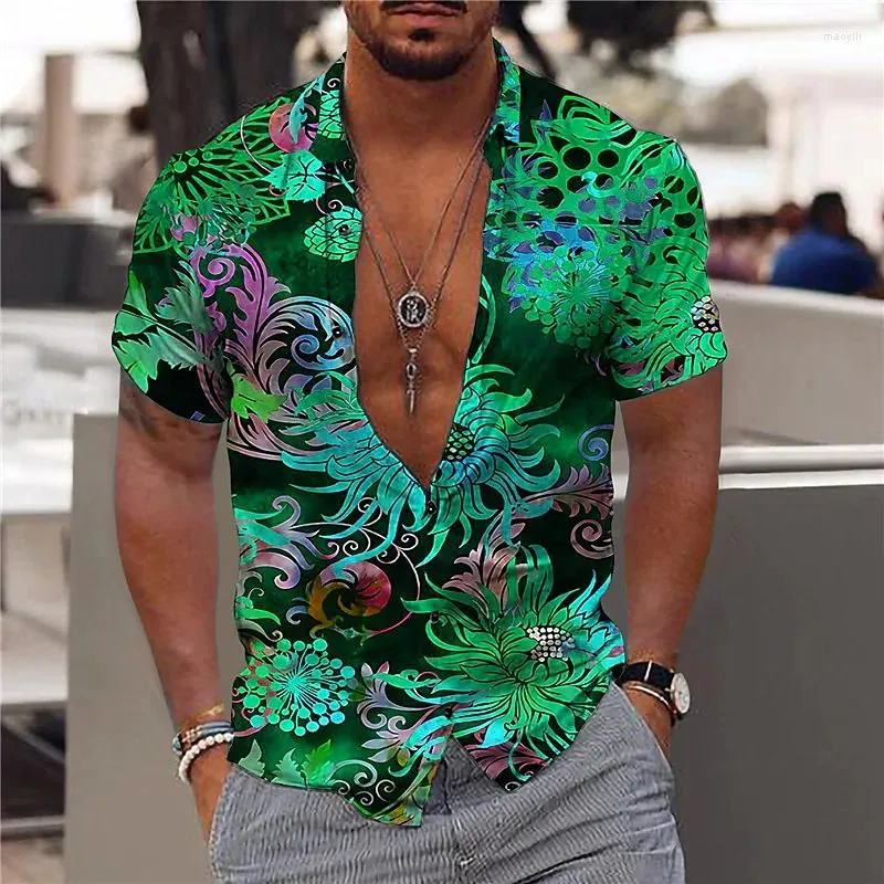 Camisas informales para hombre, Camisa hawaiana para hombre, camisetas cortas para vacaciones en la playa, blusa de verano 5xl, camiseta de gran tamaño, ropa para hombre, Camisa con estampado 3D