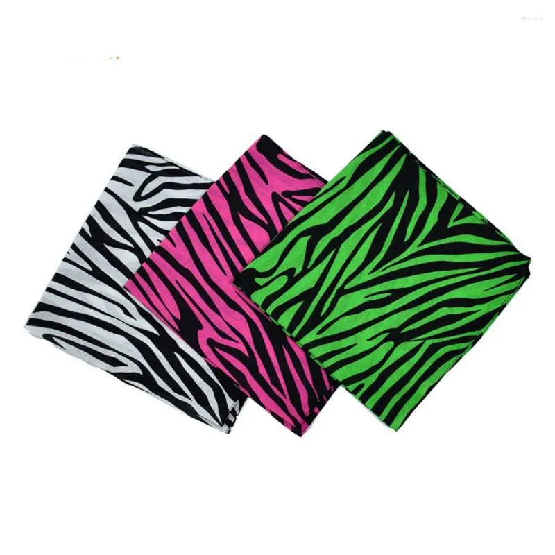 Écharpes Stripes zébrés en coton Punk Hip Hop Headswear Kerchief Bandanas Foulard Neckerchief Square pour femmes / hommes / garçons / filles