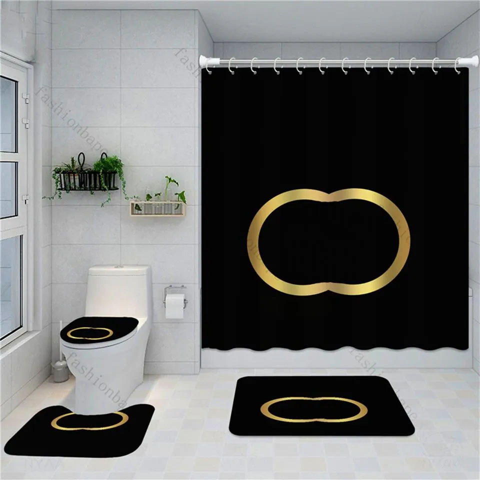 Kat Patroon Wc Cover Mat Grote Letter Douchegordijnen Mode Anti Slip Badmatten el Thuis Badkamer Supplies260G