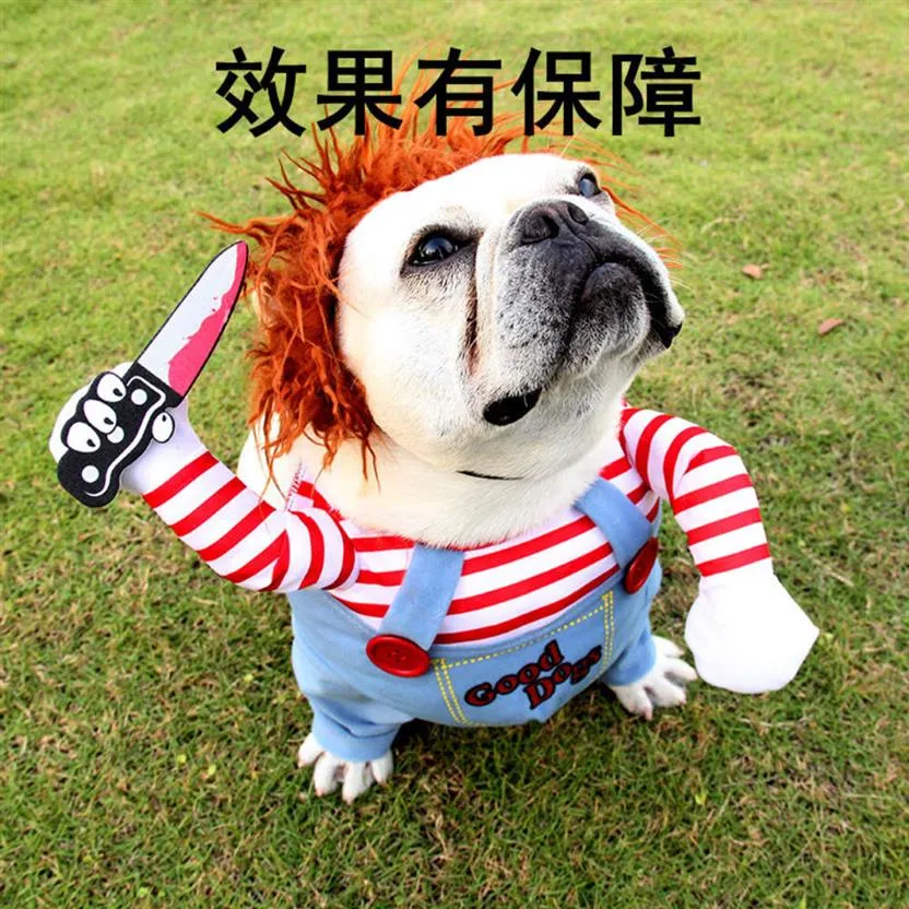 driedimensionale kleding dodelijke pop hond vermomming kostuum grappige Halloween Pet Costume2803