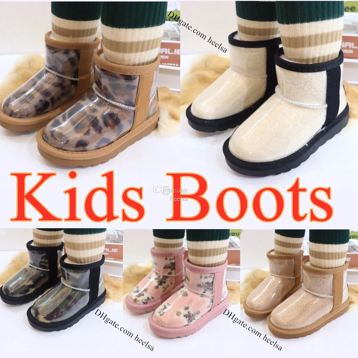 Australie Classic Mini Boots Cancella Bambini ugglies Scarpe Ragazze designer Australia Bambino ug bambino Bambini inverno Snow Boot capretto stivaletti giovanili scarpa wggs Naturale b941 #