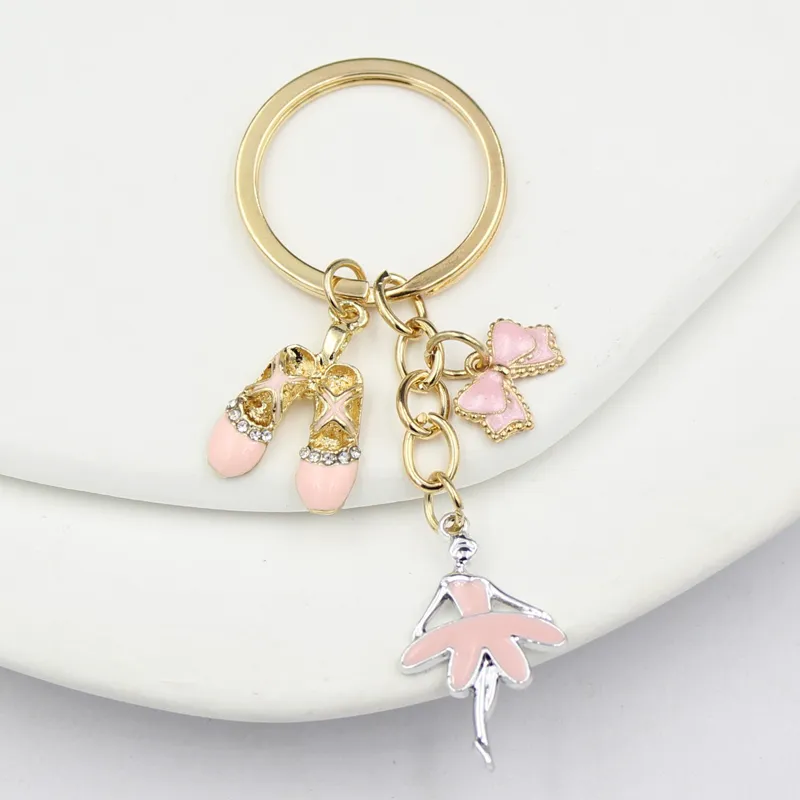 Wholesale Ballerina Key Chain Ballet Shoe Keychain Key Ring Car Key Holder Airpod Charms Bag Pendant Accessory Jewelry Gift for Ballerina Dancers