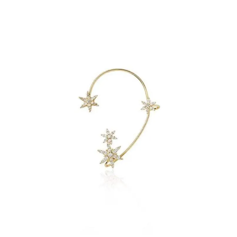 Ear Cuff Casual Sier Plated Metal Snowflake Clips utan piercing för kvinnor glittrande zirkonörhängen bröllop smycken droppleverans dhjyf