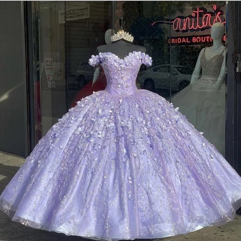 3DフラワーズQuinceanera Ball Gownew Beautiful Prom Dresses179f