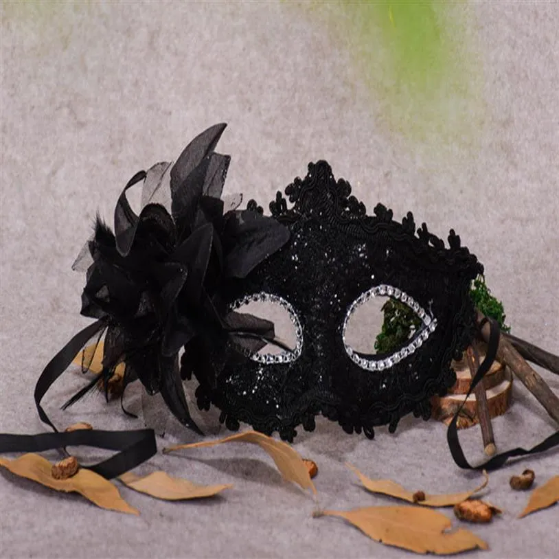 Sexy Masquerade Masks Black White Lace Bridal Halloween Masks Venetian Half Face Mask for Christmas Cosplay Party Eye Masks CPA917274t
