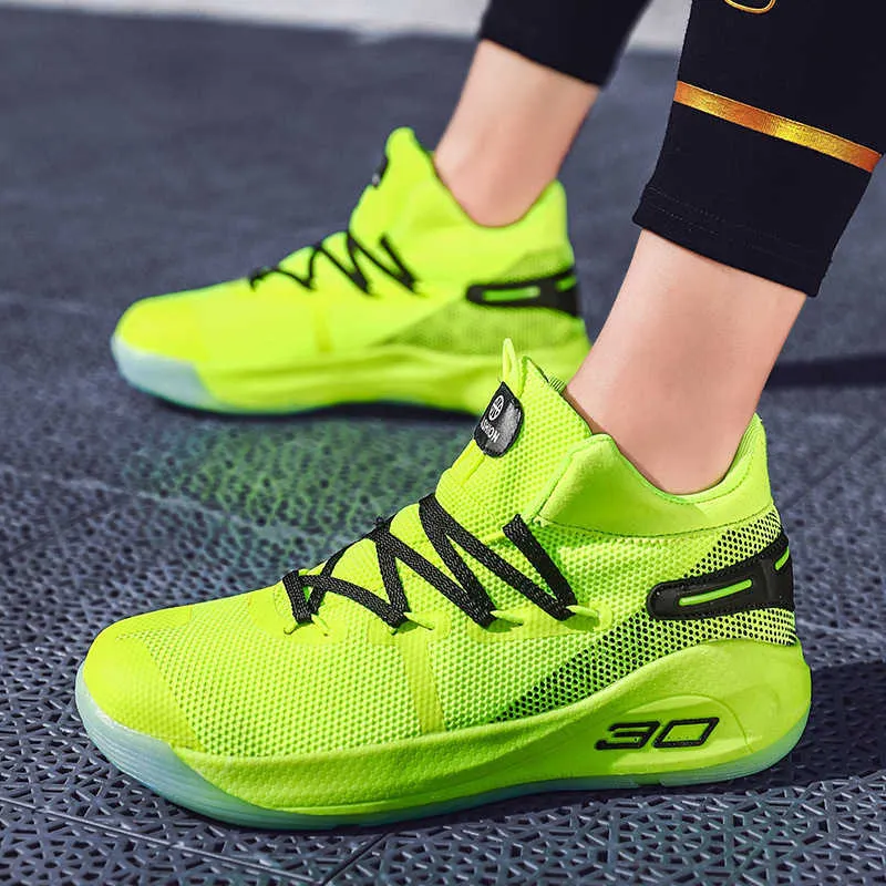 Wysokie top męskie buty do koszykówki przeciw ślizgowi Zielone białe czarne trenerzy sportowe Wygodne buty do chodzenia dla młodzieży rozmiar 36-45
