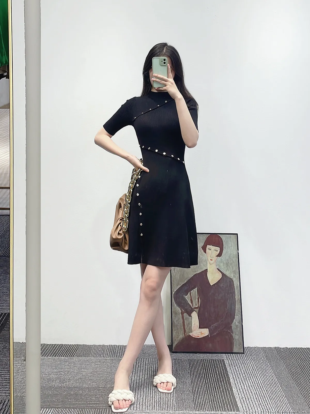 Sandro Three Row Buckle Empire Waist Knit Midi Dress with V-Neck and Cap  Sleeves from Dhgate Basic & Casual Dresses - price 57.78