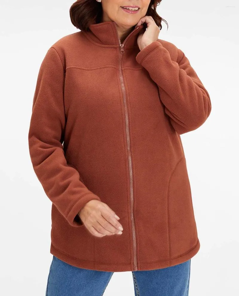 Kvinnorjackor FashionSpark Double Face MicroFleece Jacket Relaxed-fit full dragkedja långa ärmar Sherpa-kappa vinterutkläder med fickor