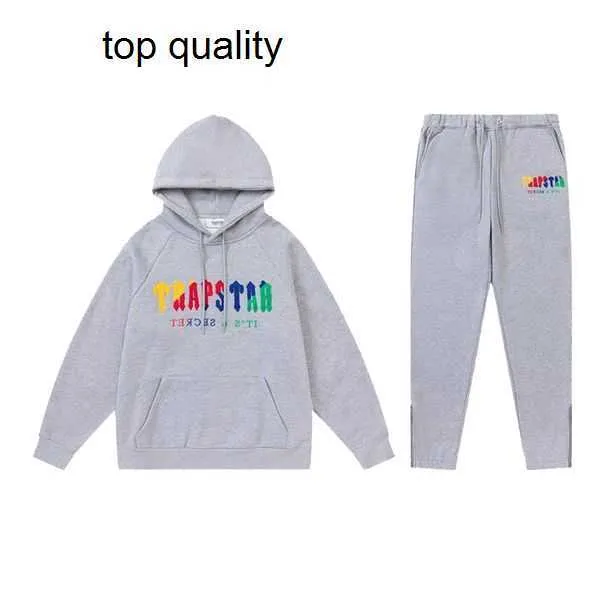 Felpa con cappuccio Trapstar da uomo Tuta firmata Ricamo Nero Grigio Arcobaleno Autunno Inverno Sport Top in cotone Manica corta Taglia s m l xl 11