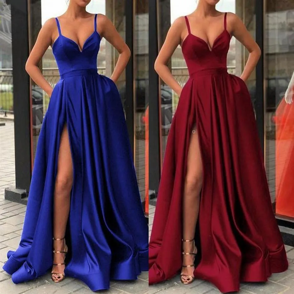 Zwarte Hoge Split Avondjurken 2023 met Dubai Midden-oosten Formele Gowns Party Prom Jurk Spaghettibandjes Plus Size Vestidos de 168I