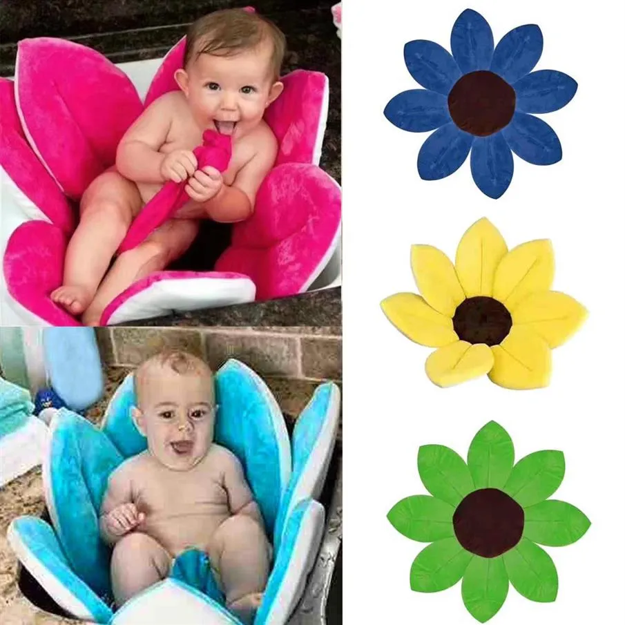 Nouveau-né bébé baignoire pliable fleur floraison baignoire anti-dérapant bébé douche bébé floraison évier coussin de bain peau tapis de bain tapis 201257O