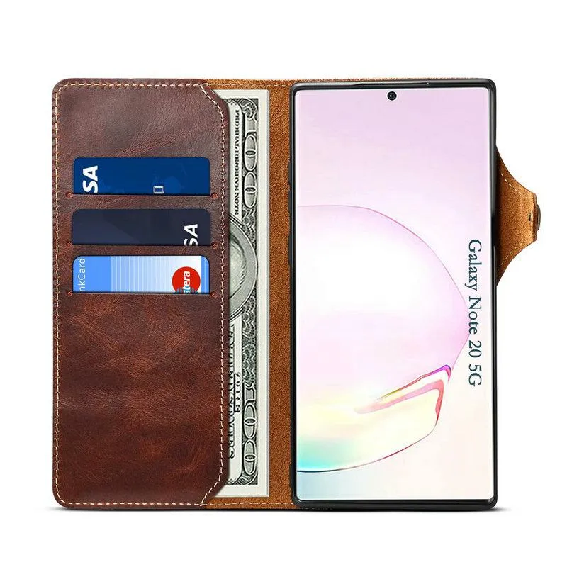 Portefeuilles voor Samsung Galaxy S23 S22 S20 S21 Handgemaakte echte koeienleren kashoes voor Samsung Note 20 Ultra S20 S21 Retro Wallet Bags