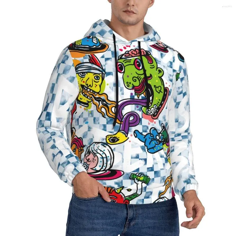 Moletons Masculinos Sudaderas Tendências Moletons Masculinos Com Capuz Casual Streetwear Hip Hop Moletom Outono Harajuku Estranho Cute Head And Dark Stuff Doodle