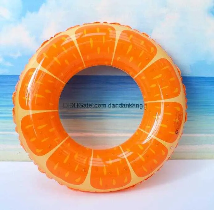 Sommar uppblåsbar simningsringpool flyter madrass Circle Swim Wheel för vuxna barn Vattersport Toys Watermelon Lemon Float Tubes