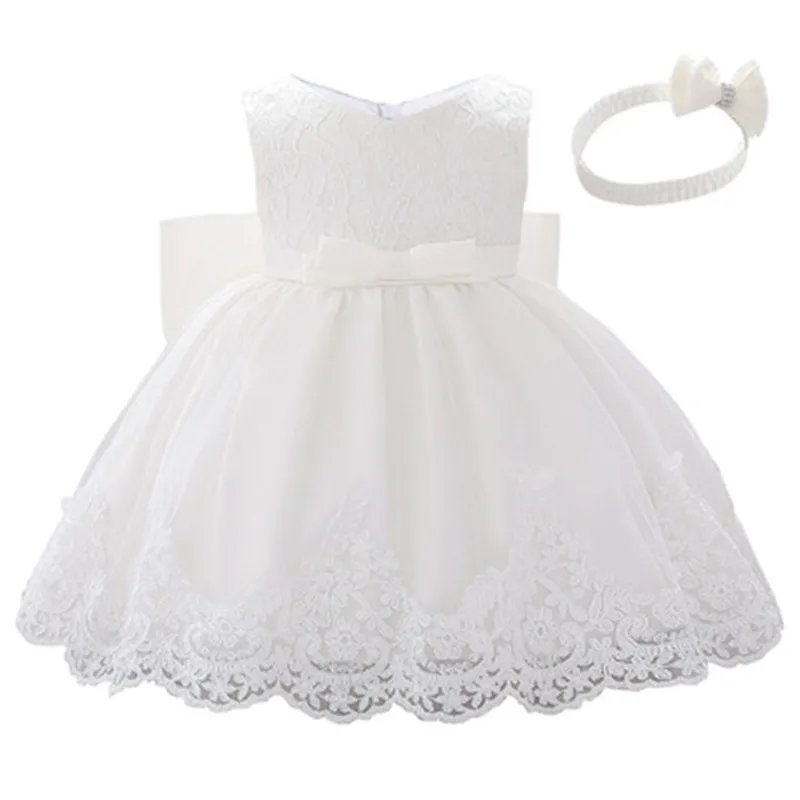 Princess Kids Baby Girls Dress Lace Flower Tulle Chistening Gowns Tutu For Babies 1st Birthday Outfits Toddler Baptism Cosutme