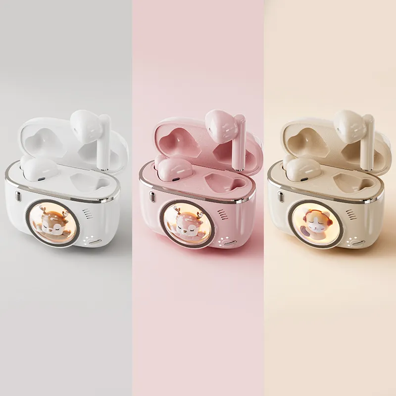 Auriculares Inalámbricos con Bluetooth 5.3 Color oro Rosa 60 Horas  Reproducción