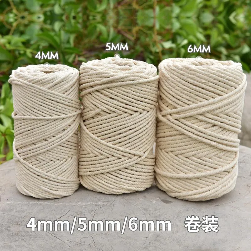 Kudde 3mm 4mm 5mm 6mm Rame Twisted String Cotton Cord For Handmade Natural Beige Cords Diy Home Wedding Accessories Gift