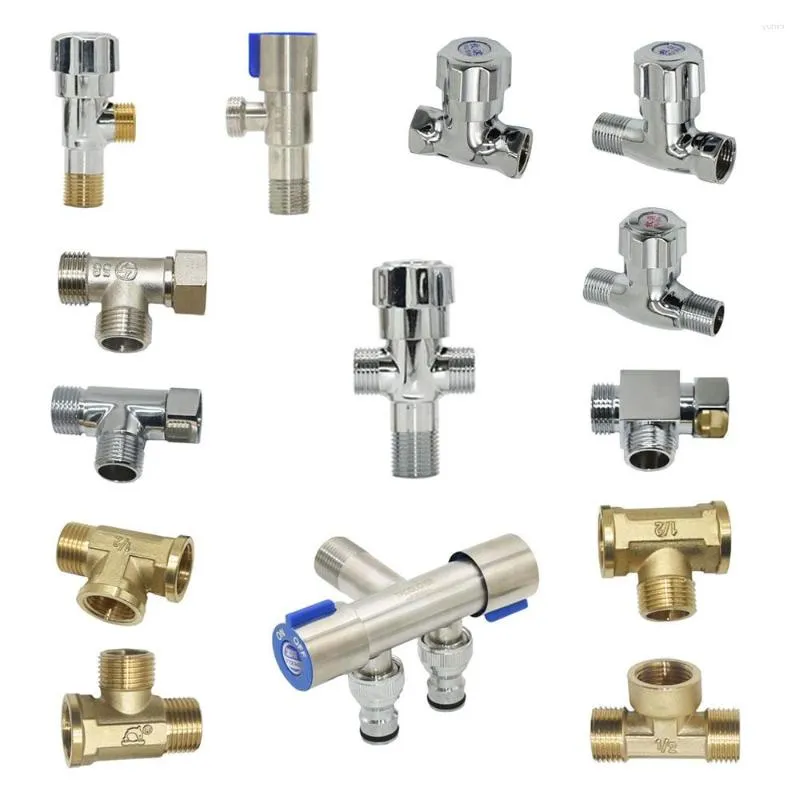 Equipamentos de irrigação Conector de encanamento de rosca de 1/2" de bronze Torneira divisora de água Válvula de 2/3 vias Acoplador de encaixe para banheiro cozinha