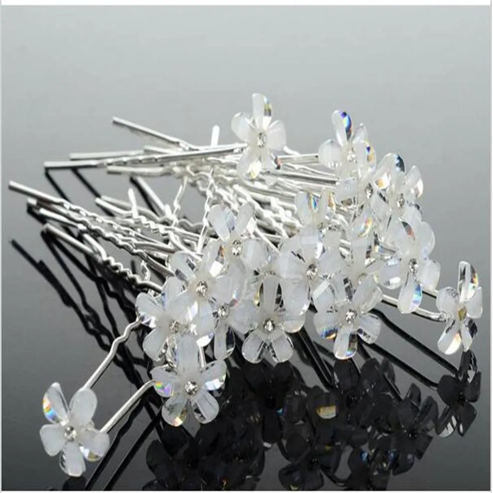 20pcs Lots Accessoires De Cheveux De Mariée De Mariage Cinq Pétales Fleur Cristal Clair Épingles À Cheveux Épingles À Cheveux Femmes Bijoux De Cheveux1980